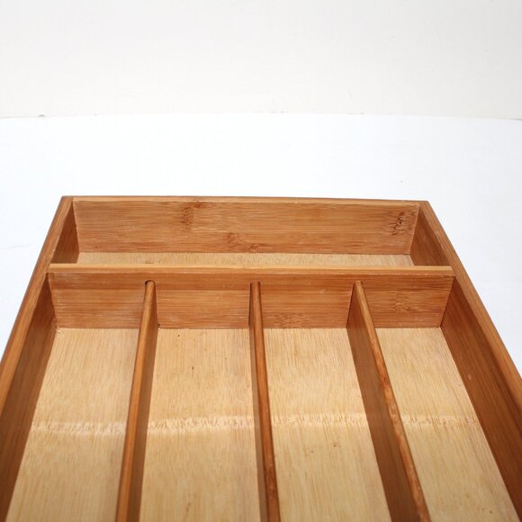Bed Bath & Beyond 14" Bamboo Drawer Utensil Organizer Flatware Cutlery Tray - Picture 8 of 15